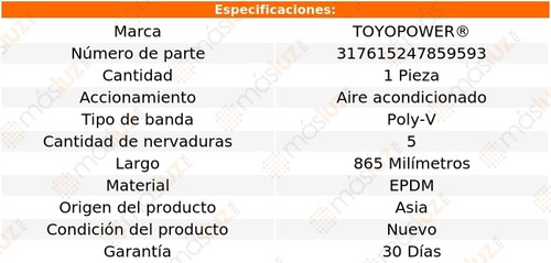 Banda 865 Mm A/a Bmw 325ci 2.5l V6 2001/2002 Toyopower