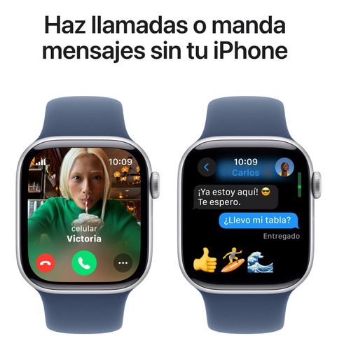 Apple Watch S10 Gps + Cellular 42mm M/l Aluminio Color Plata Plata Correa Deportiva Azul Denim Color Plata
