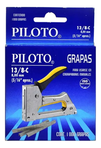 Grapas Para Engrapadora Manual 13/8-c Pilot 8 Mm 1000 Pzs Color Plateado