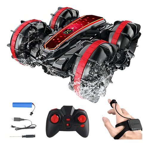 Juguete Coche Anfibio RC-03J Con Doble Lado De Conducción 360° Color Rojo PTHORSE