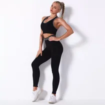 Comprar Conjunto Deportivo Lycra Push Up + Crop Top Negro Ref. 5030