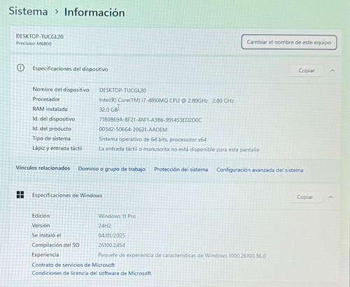 Laptop Dell Precision M6800 I7-4810mq 32 Ram (Usado)