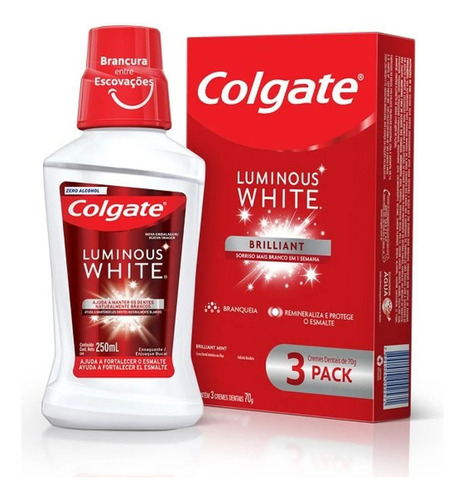 Colgate Luminous C/3 Un. + Enjuague Bucal + Envio 