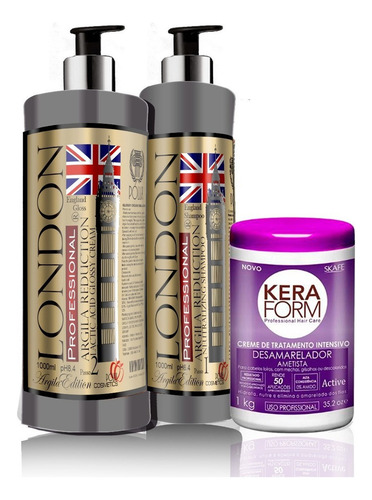 Kit Escova London Ácido Lático Sem Formol C/ Creme Matizador