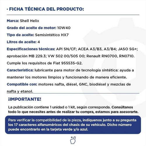 Imagen 3 de 10 de Kit Filtro Aceite + Aire Vw Saveiro + Aceite Shell 10w40 4lt