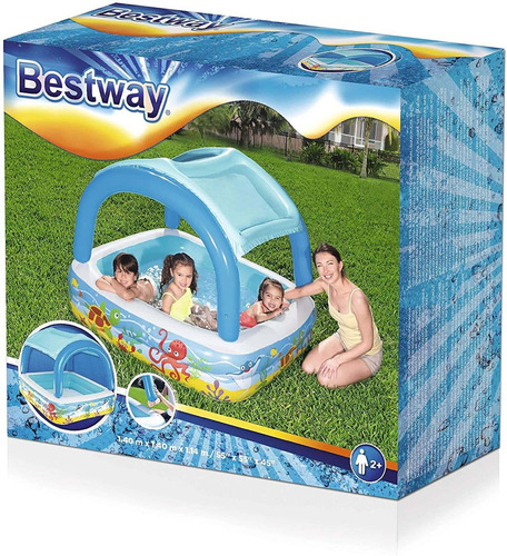 Pileta inflable cuadrada Bestway 52192 de 140cm x 140cm x 114cm 265L multicolor