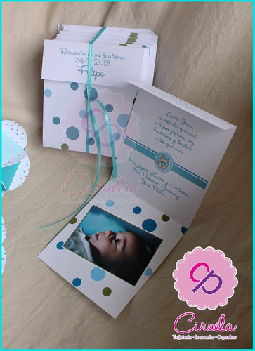 Kit Imprimible Foto Tarjeta Recuerdo Bautismo Plegable