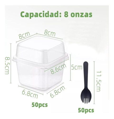 Desechable De 50 V Con Tapa De Fiesta Y Cuchara, 8 Oz