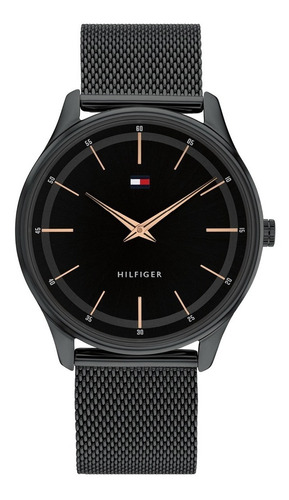 Reloj Tommy Hilfiger Hombre Acero Inoxidable 1710470 Adrian Color de la correa Negro Color del bisel Negro Color del fondo Negro