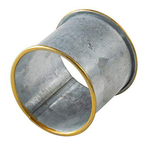 Saro Lifestyle Galvanized Napkin Rings With Gold Rim (set Of