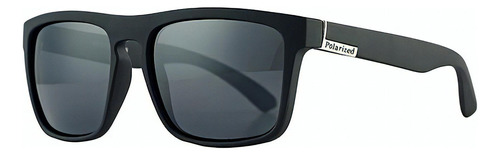 Óculos De Sol Bulier Modas Polarized, Armação De Policarbonato Cor Preto, Lente Preto Espelhada, Haste Preto De Policarbonato