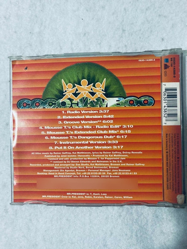 Mr President Coco Jamboo Cd Edición Alemania 1996 Single (Usado)