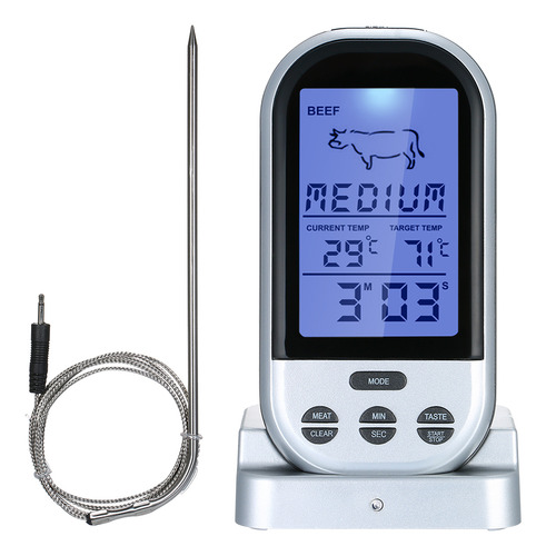 Termómetro Inalámbrico Para Carne Con Pantalla Lcd De Sonda