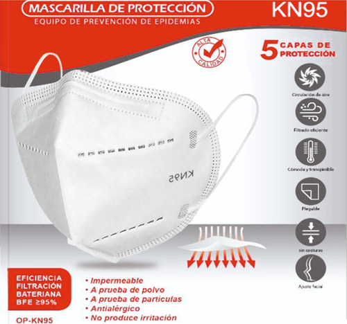 Mascarilla Kn95 Color Blanco Importadas (caja X 50 Und) 