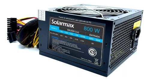 Fuente Solarmax Gamer 800w Turbina 12cm En Caja Con Cable