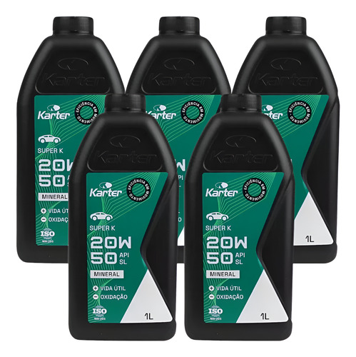 Kit Óleo Motor 20w50 Api Sl Lubrificante Mineral Kit 5 Uni.