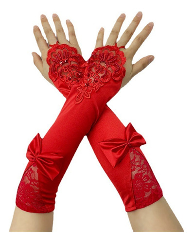 2 Pares De Guantes De Encaje Con Lazo Y Gancho For Los Dedos