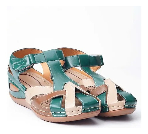 Sandalias Ortopédicas De Dedo Redondo Retro Zapatos De Mujer