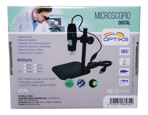 Imagen 2 de 5 de Microscopio Infantil Digital Usb Kit Descubrimiento Optiks