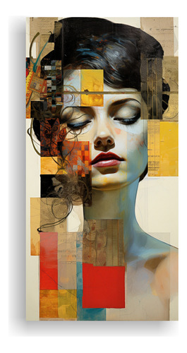 60x30cm Cuadro Abstracto Collage Pensamientos Vanguardia