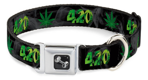 Collar Para Perro Buckle-down 420 Pot Leaf Black