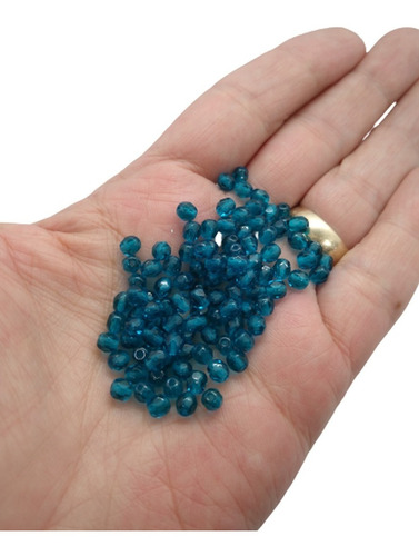 100 Cristais Bola Com Furo Jablonex 04mm Azul Brunei