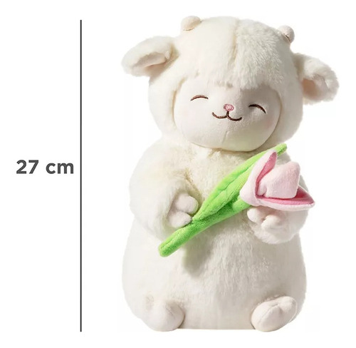 Y2 Minicordero Relleno Felpa Blanco 19 X 27 Cm Con Tulipá