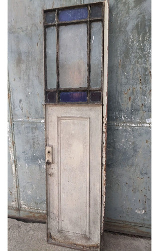 Hoja De Puerta Antigua De Chapa Y Hierro Con 9 Vidrios (Usado)