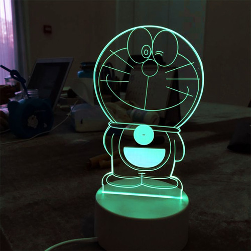 Lampara 3d Led Doraemon Gato Anime Illusion 7 Colores