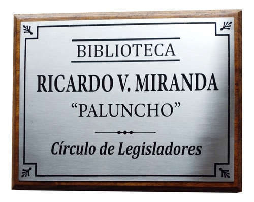 Placa Reconocimiento Acero Inoxidable Pared