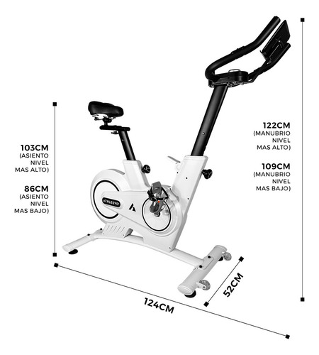 Athleevo Bicicleta Fija Estatica Spinning Magnetica 8 Kg Fit Color Blanco