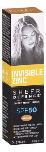 Invisible Zinc Sheer Defence Medium Spf 50 - Hidratante Diar