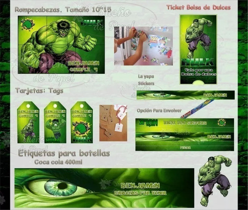 Kit Imprimible Increible Hulk Editable En Power Point