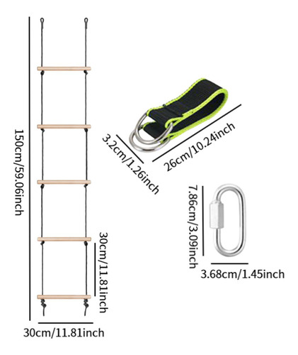 Escalera De Cuerda Para Columpio De Madera, 5 Secciones,