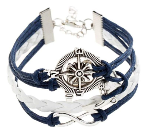 Minijewelry Infinity Anchor Compass Wrap Pulsera De Cuero Az