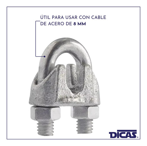 Abrazadera Candado Grampa Para Cable Acero 8 Mm 100 Unidades