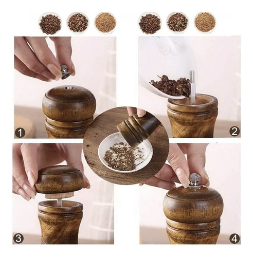 Molinillo Pimienta Y Sal Madera Manual Especias Cafe Moledor