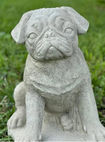 Estatua Cachorro Pug Sentado Roca Maciza Regalo Para Amante