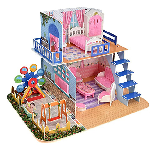 Kit De Casa De Muñecas Con Muebles, Rompecabezas 3d, Con