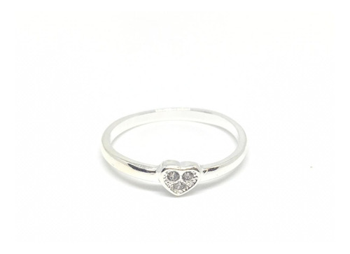 Anillo Corazón Mini Con Piedras De Plata