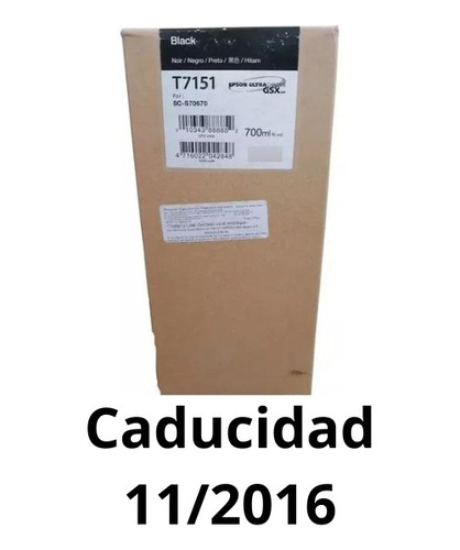 Cartucho De Tinta Para Plotter T7151 Black 600ml, C13t715100