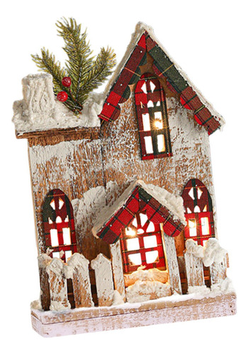 Casa De Nieve Navideña Cabaña De Troncos Luminosa Estilo A