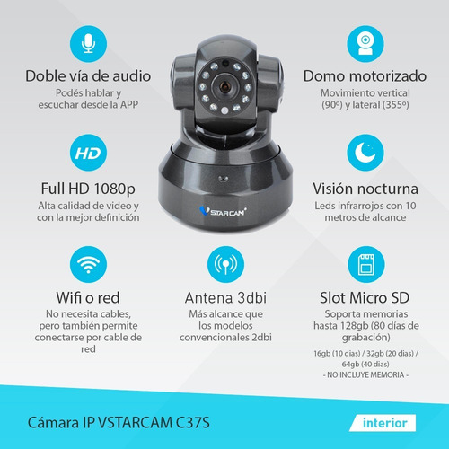 Camara Ip Wifi Inalambrica Motorizada Domo Hd Seguridad P2p Dvr Ir Vstarcam