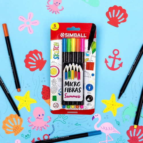 Imagen 2 de 3 de Microfibras Sketch 0,4mm Simball X5 Colores 4 Estaciones