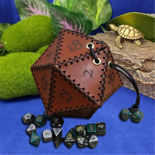 Bolsa De Cuero Para Dados D20, Monedero, Bolsa De Cuero Con