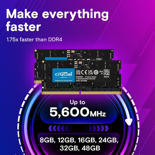 Crucial Ram 8gb Ddr5 5200mhz (o 4800mhz) Memoria Portátil...