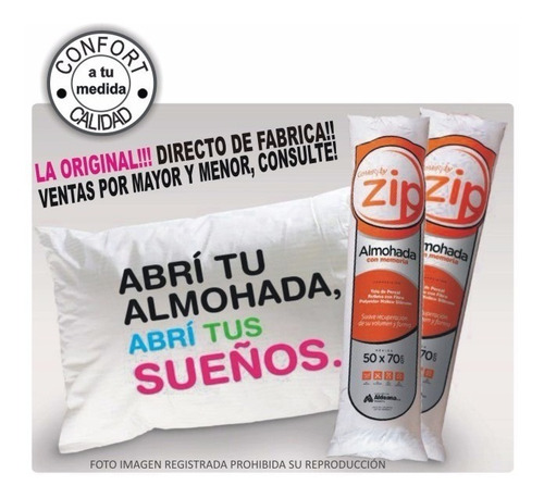 Imagen 2 de 4 de Combox2 Almohadas Zip Inteligente -50x70cm- De Fabrica!!