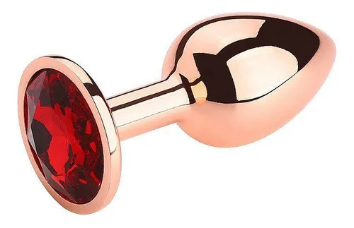 Tapón anal redondo de acero rosa, talla S, rojo