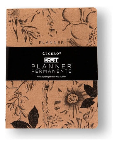 Planner Permanente Flores Mensal Planejamento 19x25 Cícero Cor Da Capa Marrom-claro Botânica