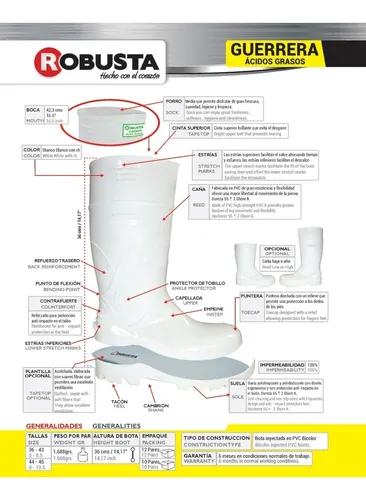 Bota De Caucho Pvc Blanca Ag Rh Robusta Guerrera By Suelacol